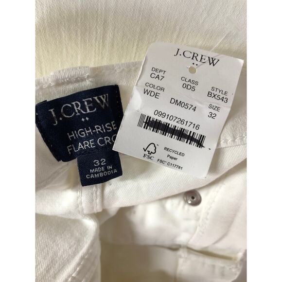 J. Crew Signature Stretch Jeans Flare Crop High-Rise White Denim NWT Size 32 - Picture 6 of 8